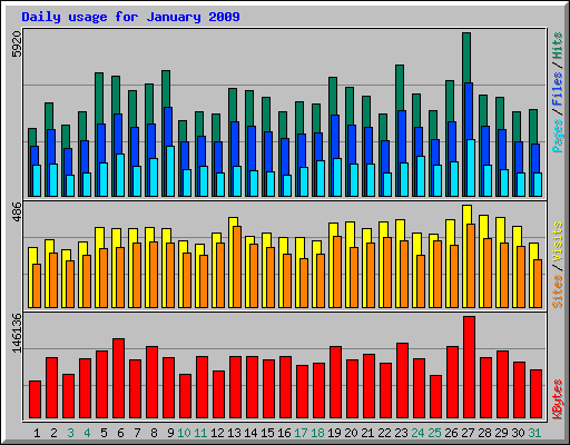 Daily usage for January 2009