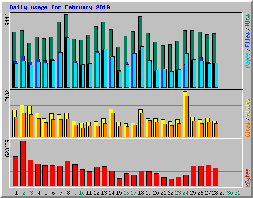 Daily usage for February 2019