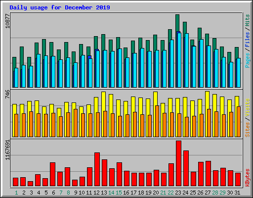 Daily usage for December 2019