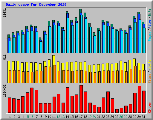 Daily usage for December 2020