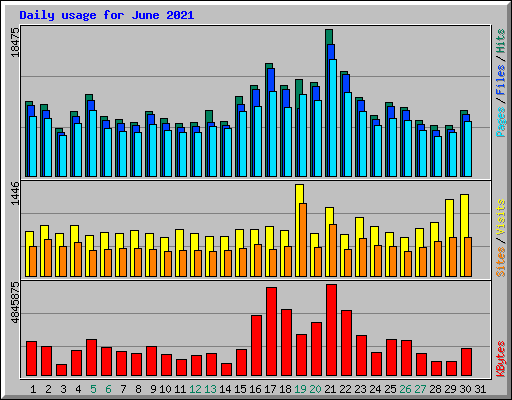 Daily usage for June 2021