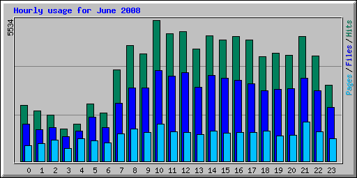 Hourly usage for June 2008