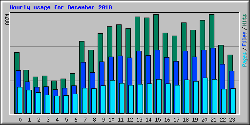 Hourly usage for December 2010